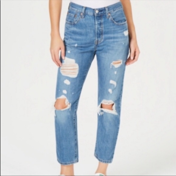 Levi's Denim - Levi's 501’s High Waisted Ripped Cropped Jeans